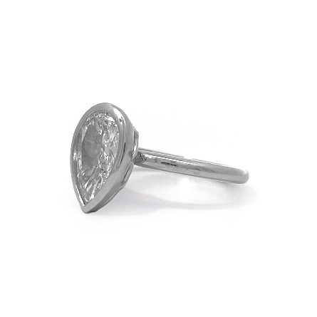 14K White Gold Estate Bezel Set Engagement Ring Size6.75 w/1 Pear Shaped Diamond=1.67ct I1 G #72519