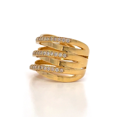 18K Yellow Gold Estate Wide 6Row Crossover Band w/57Diams=.57apx VS H-I Size7 4.9dwt 