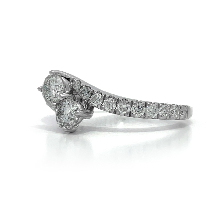 14K White Gold Estate Bypass Prong Set Ring w/2Diams=0.76apx and 20Diams=0.55apx I1 I-J Size9.5 3.4dwt