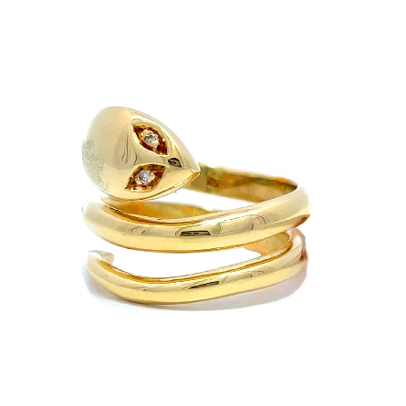 18K Yellow Gold Estate Snake Ring w/2Diams=0.01apx VS G-H Size5.75 5.6dwt