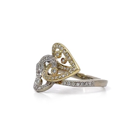 14K Two Tone Estate Crossover Leaves Ring w/86Diams=.45apx VS-I1 H-I Size6.5 2.0dwt