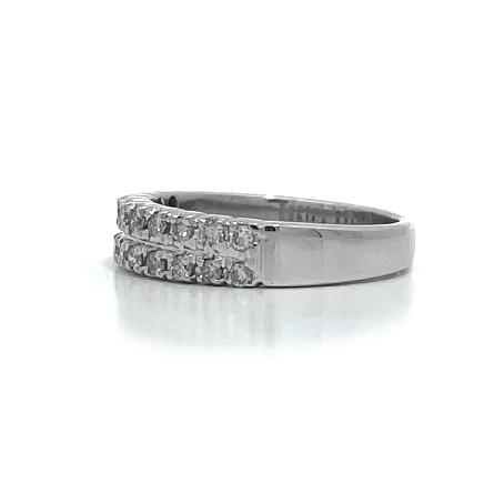 14K White Gold Estate 2Row Prong Set Band w/20Diams=0.25apx SI J Size6 2.3dwt