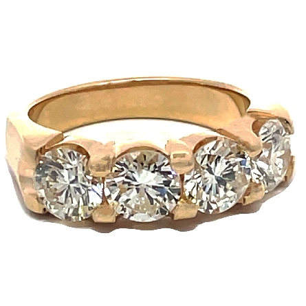 14K Yellow Gold Estate Shared Prong Band w/4Diams=2.30ctw SI J-K Size6.5 #ARPSOP