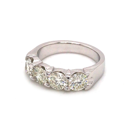 14K White Gold Estate Shared Prong Band w/4Diams=2.08ctw SI J-K Size 6.5 #ARPSOP