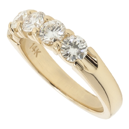 14K Yellow Gold Estate Shared Prong Band w/5Diams=1.36ctw SI2 K-L Size6.5 #ARPSOP