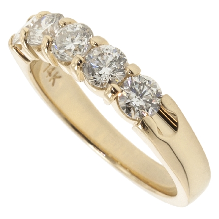 14K Yellow Gold Estate Shared Prong Band w/5Diams=1.13ctw SI2-I1 I-J Size6 #ARPSOP