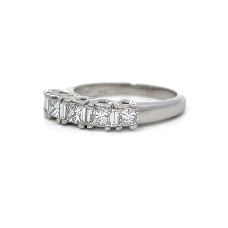 Platinum Estate Prong Set Alternating 9Stone Band w/Princess Cut Diams=.76apx and Baguette Diams=.12apx VS-SI I Size5 3.7dwt