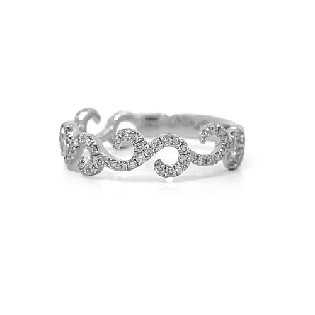 14K White Gold Estate Gabriel&Co Swirl Fashion Band w/Diams=.37ctw SI2 G-H Size8 1.8dwt (S1528486)