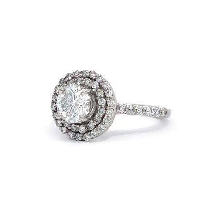 14K White Gold Estate Double Halo Engagement Ring w/1Diams=1.03ctw VS2 G and 12Diams=.25ctw and 38Diams=.38ctw SI H-I GIA 11528125 Size7 2.6dwt