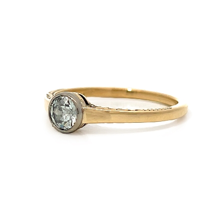 14K Yellow Gold and Platinum Estate Bezel Set Solitaire Ring w/1Old European Diams=.42apx SI H-I Size7.75 1.5dwt