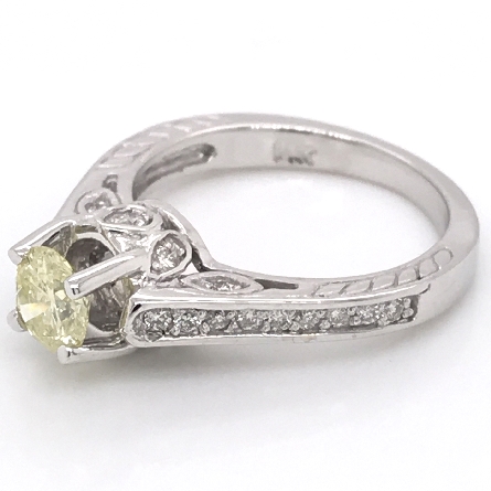 14K White Gold Estate Engagement Ring w/1 Diam=.67apx I1 Natural Yellow and Diams=.33apx SI H-I Size 6.5 