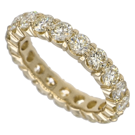 14K Yellow Gold Estate Shared Prong Eternity Band w/19Diams=3.29ctw VS-SI L-M Size 7