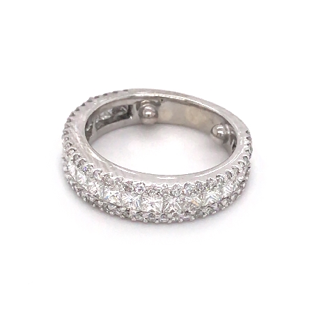 14K White Gold Estate Prong and Channel Band w/Princess and Round Diams=1.50apx VS-SI H-I and Stablizing Beads Size6.75 2.7dwt