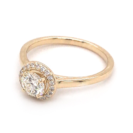 14K Yellow Gold Estate Halo Engagement Ring w/1Diam=.53ct SI1 K and 20Diams=.07ctw Size 6.75