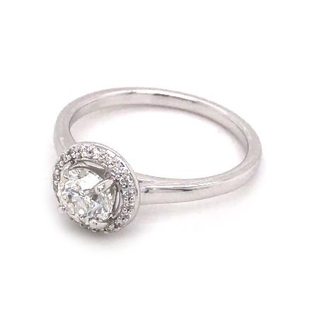 14K White Gold Estate Halo Engagement Ring w/1Diam=.70ct SI2-I1 I and 20Diams=.08ctw Size 6.75