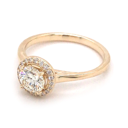 14K Yellow Gold Estate Halo Engagement Ring w/1Diam=.71ct VS2 L-M and 20Diams=.08ctw Size 7