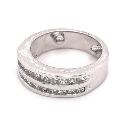 14K White Gold Estate Two-Row Channel Band w/Diams=1.00apx VS-SI H-I Size4.25 with Sizing Beads 4.4dwt