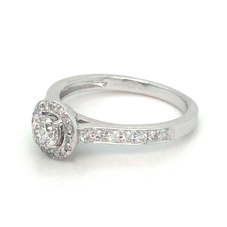 14K White Gold Estate Halo Engagement Ring w/1Diam=.37apx I1 I-J and Diams=.38apx SI H-I Size7 1.8dwt