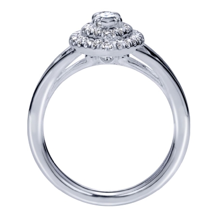 14K White Gold Estate Double Marquise Halo Engagement Ring w/Marquise Diam=.36ct VS I and Diams=.35ctw SI1 H Size 6.5 (S070943)