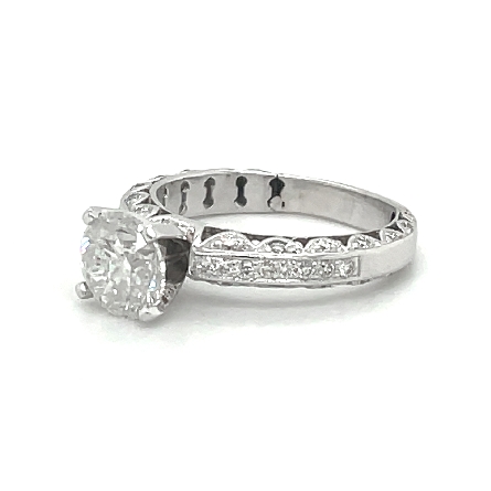 18K White Gold Estate Milgrain Engagement Ring w/1 Diamond=2.18apx I2 H and Diams-.45apx SI H-I Size8 4.6dwt 