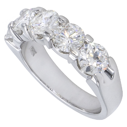 14K White Gold Estate Shared Prong Tapered Shank Anniversary Band w/5Diams=2.35ctw SI2-I1 G-H Size 7