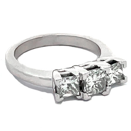14K White Gold Estate 3 Stone Engagement Ring w/1 Princess Diamond=.92ct SI2 J and 2 Princess Diams=.83ctw VS-SI J Size 7