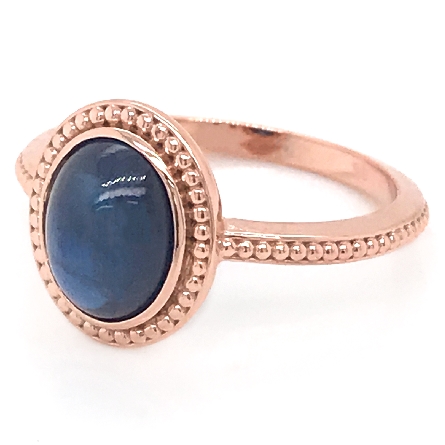 14K Rose Gold Estate Oval Halo Ring w/Cabochon Sapphire=2.88ct Size 7