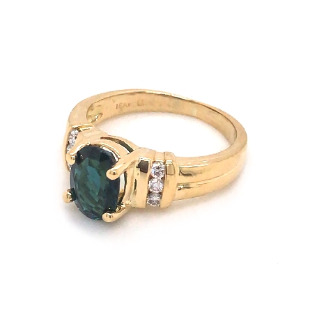 18K Yellow Gold Estate Ring w/Tourmaline=1.22ct and Diams=.09apx VS G-H Size5.5 3.0dwt