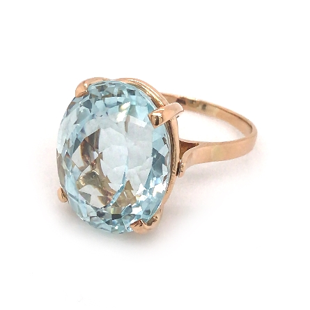 18K Yellow Gold Estate Oval Solitaire Ring w/Aquamarine=16.53ct Size7.5 4.7dwt