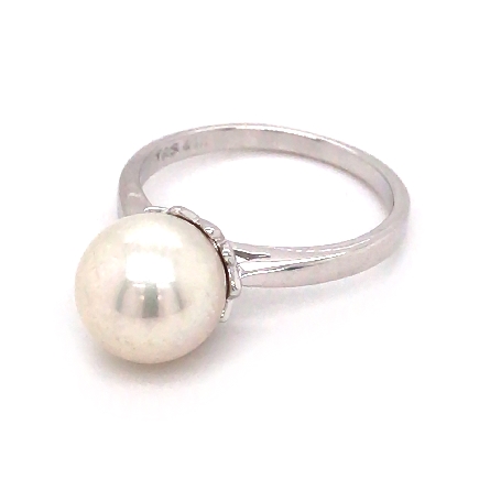 14K White Gold Estate 9mm Cultured Fresh Water Pearl Ring Size6.5 1.9dwt