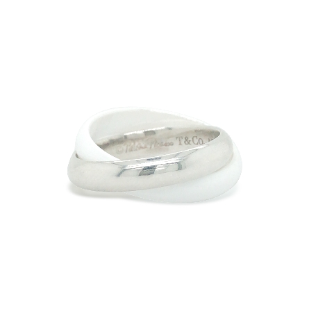 Sterling Silver and White Ceramic Estate 2Band Palomas Meloday Rolling Ring Size8 4.1dwt