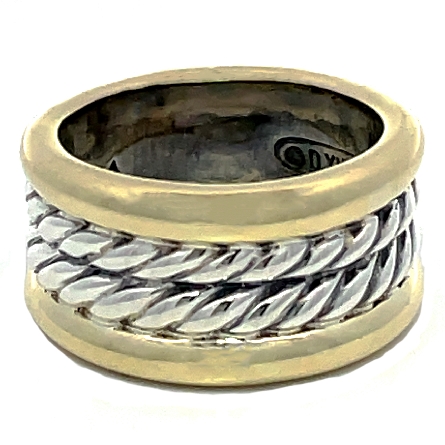 Sterling Silver and 14Kk Yellow Gold Estate Wide Double Cable David Yurman Ring Size6 7.7dwt
