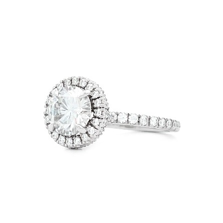14K White Gold Estate Halo Engagement Ring w/Moissanite Ring Size 7.25   2.8dwt