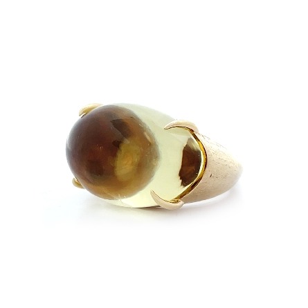 18K Yellow Gold Estate Marco Bicego Lemon Citrine Quartz Cabachon Matte Ring Size7.25 10.9dwt