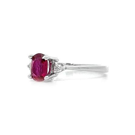 14K White Gold Estate 3Stone Ruby Ring w/2Diams=.04apx SI2 I Size6.25 1.4dwt