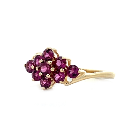 14K Yellow Gold Estate Rhodolite Garnet Cluster Ring Size7 1.8dwt
