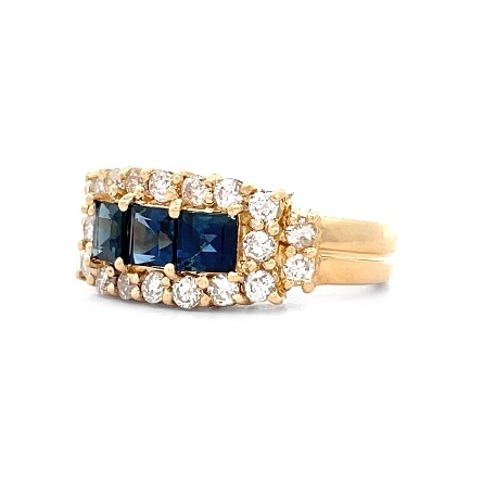 18K Yellow Gold Estate Sapphire 4Prong Ring w/20Diams=.60apx SI1-I1 G-H Size 4.75 3.7dwt