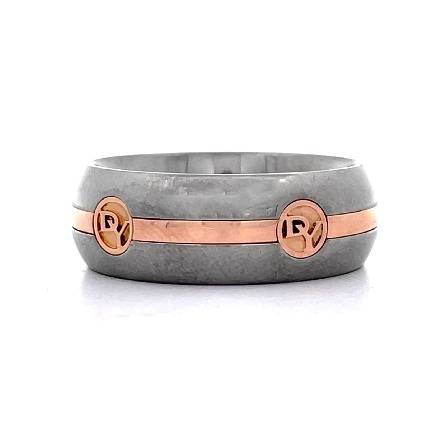 Titanium and 14K Rose Gold Estate David Yurman Logo Band Size11 4.5dwt