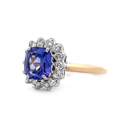 14K Yellow and White Gold Estate Tanzanite Halo Ring w/Diams=.42apx SI1-I1 I-J SIze6.5 3.0dwt 