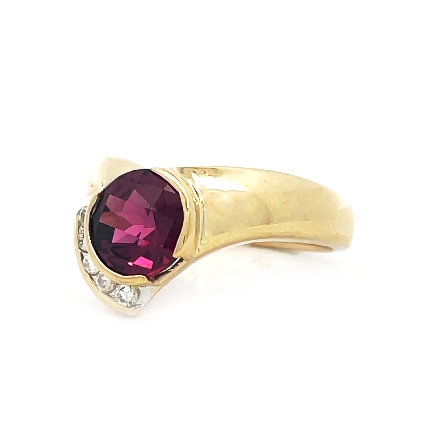 14K White Gold Estate Rhodolite Garnet Ring w/Diams=.10apx SI J Size8 2.8dwt