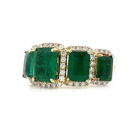 14K Yellow Gold Estate Emerald Graduated Halo Band w/68Diams=1.00apx SI H-I Size7 4.3dwt 