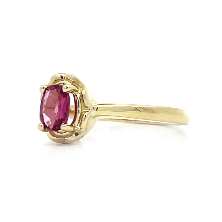 14K Yellow Gold Estate Pink Sapphire 4Prong Scallop Border Solitaire Ring Size6.5 1.9dwt