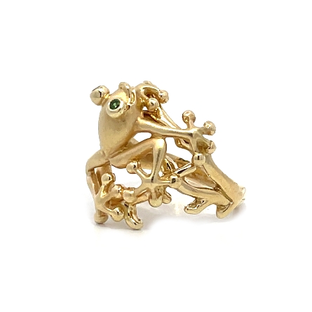 14K Yellow Gold Estate Steven Douglass Tsavorite Frog Ring Size6.5 4.9dwt 