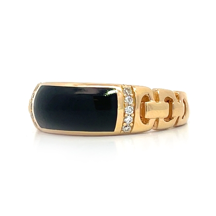 14K Yellow Gold Estate Mens Kabana Black Coral Ring w/10Diams=.15apx VS G-H Size12 6.4dwt 