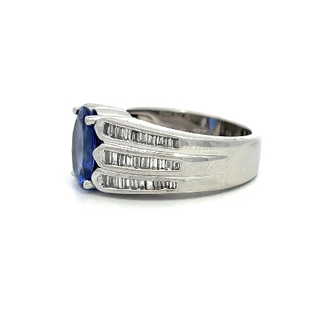 14K White Gold Estate Tanzanite 3Row Channel Ring w/60 baguette Diams=.80apx VS I-J Size 7  9.2dwt 