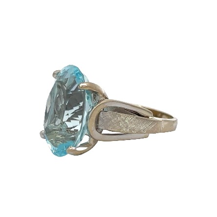 14K White Gold Estate Aquamarine 4Prong Oval Solitaire Ring Size6.75 5.7dwt 