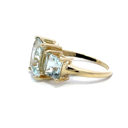 14K Yellow Gold Estate 3Stone Aquamarine Ring Size7 2.4dwt