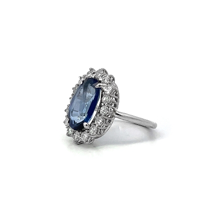 Platinum Estate Oval Halo Ring w/1 Oval Sapphire=4.96ct GIA and Diams=1.10apx VS-SI H-J Size7.5 #R1193