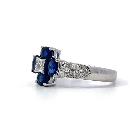 14K White Gold Estate Sapphire Floral Cluster Ring w/21Diams=0.12apx I2 J-K Size7 2.4dwt 
