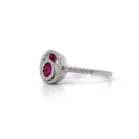 18K White Gold Estate Ruby Double Oval Fashion Ring w/44Diams=.20apx VS2-I1 I-J Size6.75 2.1dwt 